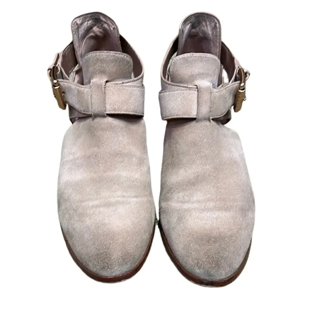 Michael Kors Women’s 6.5 Suede Nude Open Ankle Booties